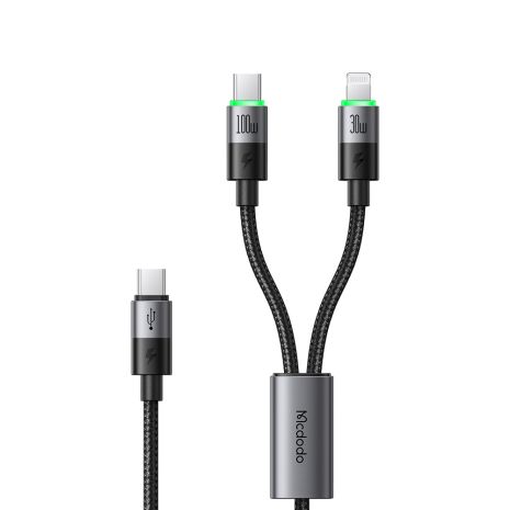 Кабель швидкого заряджання Mcdodo 2 in 1 USB-C to USB-C + Lightning 100W Cable with LED 1.5m CA-6700 Кабель швидкого заряджання Mcdodo 2 in 1 USB-C to USB-C + Lightning 100W Cable with LED 1.5m CA-6700