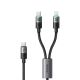 Кабель швидкого заряджання Mcdodo 2 in 1 USB-C to USB-C + Lightning 100W Cable with LED 1.5m CA-6700