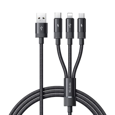Багатофункціональний кабель Mcdodo 3 in 1 USB-A to USB-C+Lightning+Micro USB Data Cable 1.2M CA-5790 Багатофункціональний кабель Mcdodo 3 in 1 USB-A to USB-C+Lightning+Micro USB Data Cable 1.2M CA-5790