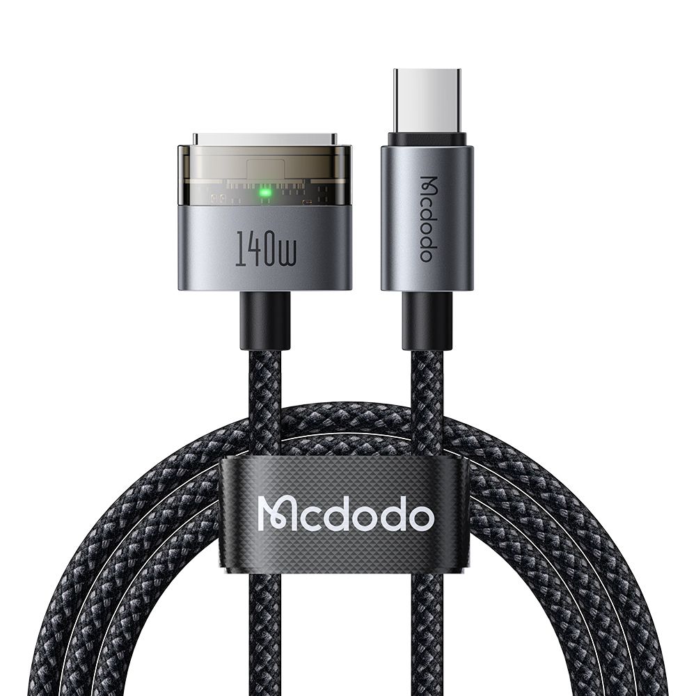 Магнітний кабель Mcdodo USB-C → MagSafe 3 140W з LED-індикатором, 2 м CA-2070 Чорний Магнітний кабель Mcdodo USB-C → MagSafe 3 140W з LED-індикатором, 2 м CA-2070 Чорний
