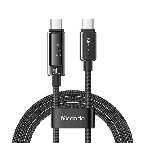 Кабель Mcdodo 240W Cab Vision USB-C to USB-C з OLED-дисплеєм, 5A, PD Fast Charge, нейлонова оплітка, 1.2 м CA-8900
