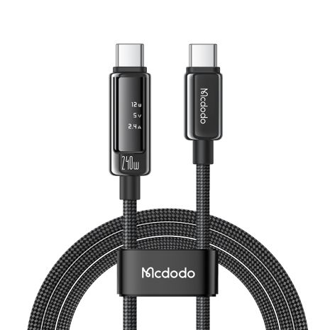Кабель Mcdodo 240W Cab Vision USB-C to USB-C з OLED-дисплеєм, 5A, PD Fast Charge, нейлонова оплітка, 1.2 м CA-8900 Кабель Mcdodo 240W Cab Vision USB-C to USB-C з OLED-дисплеєм, 5A, PD Fast Charge, нейлонова оплітка, 1.2 м CA-8900