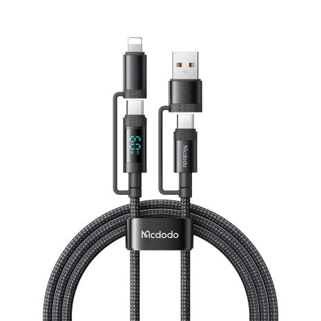 Багатофункціональний нейлоновий кабель 4-в-1 Mcdodo 60W USB-C/USB-A на USB-C/Lightning Travel Cable 1.2m CA-1990 Багатофункціональний нейлоновий кабель 4-в-1 Mcdodo 60W USB-C/USB-A на USB-C/Lightning Travel Cable 1.2m CA-1990
