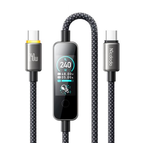 Кабель Mcdodo USB-C – USB-C 240W з TFT дисплеєм, PD швидка зарядка 5A, 1.2 м, чорний CA-8750