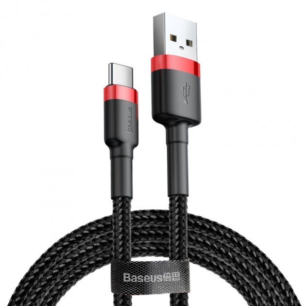 Кабель зарядки Baseus «USB to Type-C» 3A 0.5м Red+Black Кабель зарядки Baseus «USB to Type-C» 3A 0.5м Red+Black