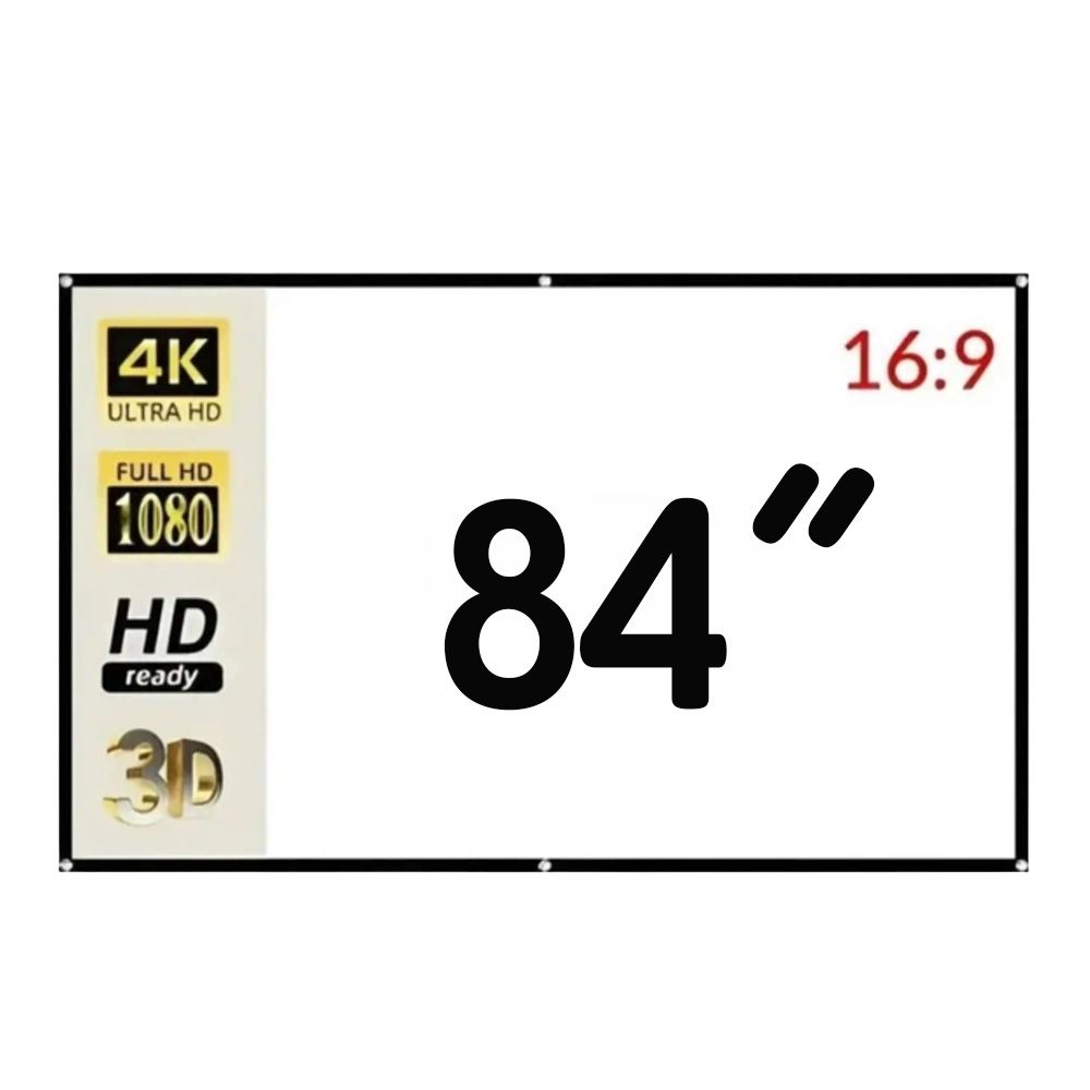 Екран для проектора 84 дюйми 16:9 портативний настінний Full HD 4K, тканинний складаний Екран для проектора 84 дюйми 16:9 портативний настінний Full HD 4K, тканинний складаний