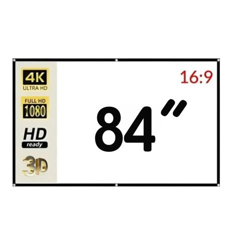 Екран для проектора 84 дюйми 16:9 портативний настінний Full HD 4K, тканинний складаний Екран для проектора 84 дюйми 16:9 портативний настінний Full HD 4K, тканинний складаний