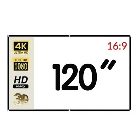Екран для проектора 120 дюймів 16:9 портативний настінний Full HD 4K, тканинний складаний
