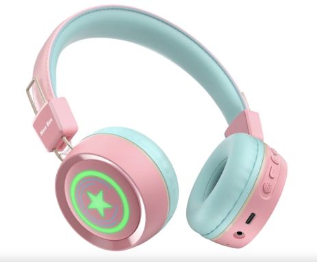 Детские беспроводные bluetooth наушники New Bee KH22B Pink