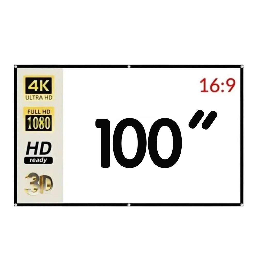 Екран для проектора 100 дюймів 16:9 портативний настінний Full HD 4K, тканинний складаний Екран для проектора 100 дюймів 16:9 портативний настінний Full HD 4K, тканинний складаний