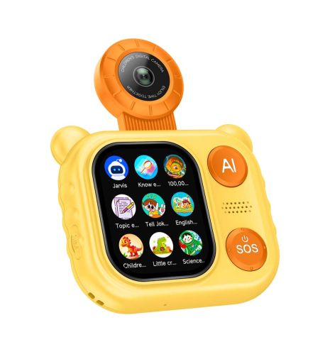 Дитяча AI камера X02 4G з GPS, відеодзвінком та SIM-картою, камера-телефон для дітей, Android, SOS Yellow