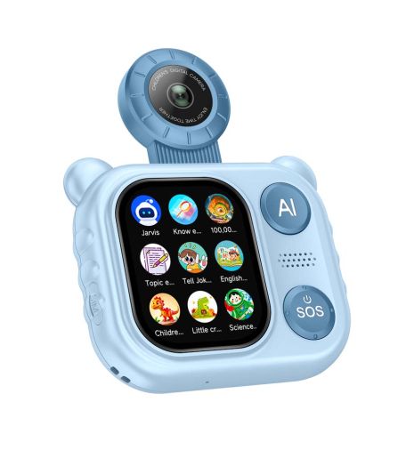 Дитяча AI камера X02 4G з GPS, відеодзвінком та SIM-картою, камера-телефон для дітей, Android, SOS Blue