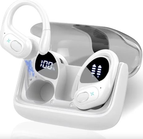 Бездротові спортивні блютуз навушники HD65 із зарядним кейсом Білі Бездротові спортивні блютуз навушники HD65 із зарядним кейсом Білі