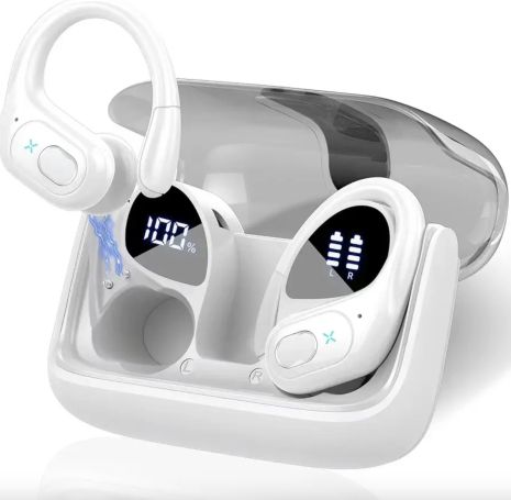 Бездротові спортивні блютуз навушники HD65 із зарядним кейсом Білі Бездротові спортивні блютуз навушники HD65 із зарядним кейсом Білі