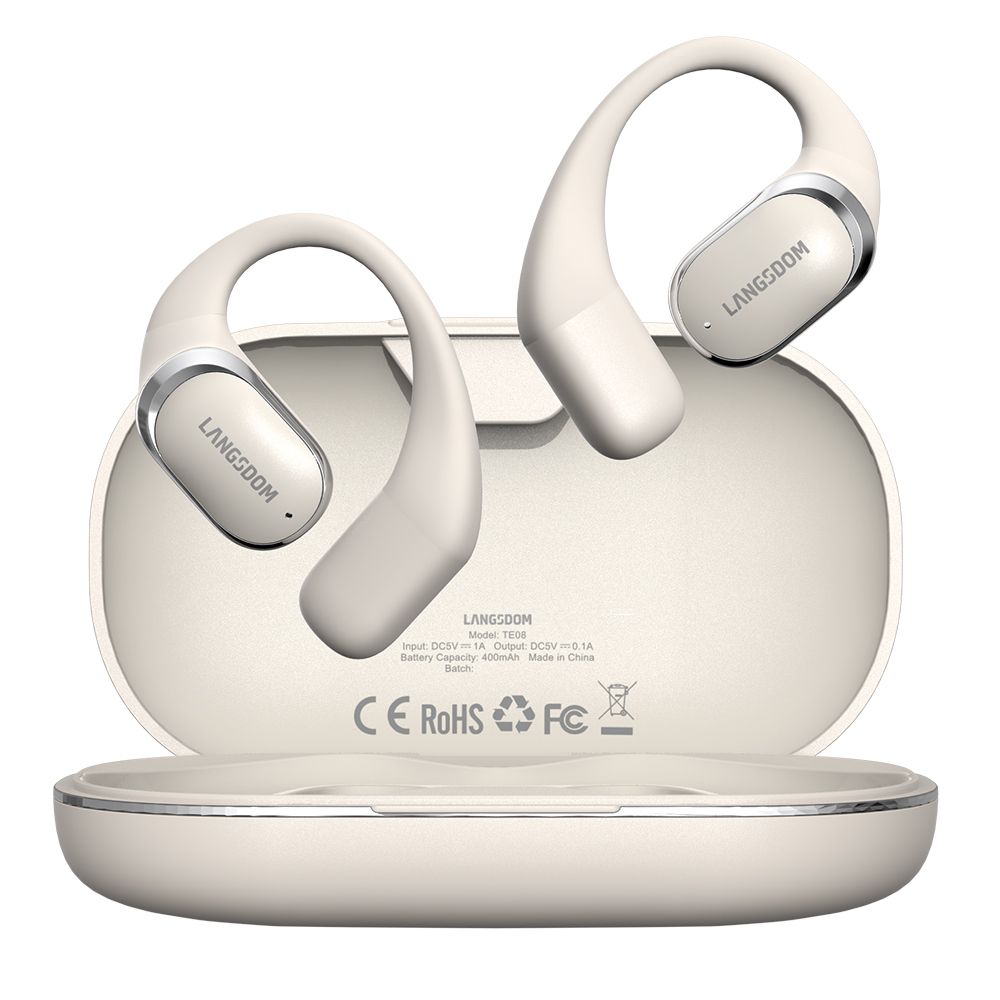 Бездротові bluetooth навушники Langsdom TE08 Earhook Earbuds Biege Бездротові bluetooth навушники Langsdom TE08 Earhook Earbuds Biege