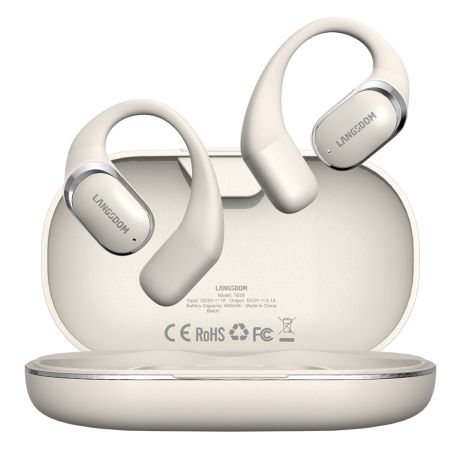 Бездротові bluetooth навушники Langsdom TE08 Earhook Earbuds Biege Бездротові bluetooth навушники Langsdom TE08 Earhook Earbuds Biege