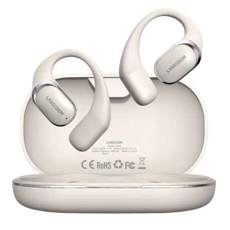 Бездротові bluetooth навушники Langsdom TE08 Earhook Earbuds Biege