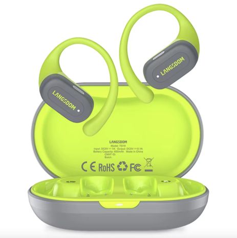 Бездротові спортивні навушники bluetooth Langsdom TS19 Open Ear Green-grey