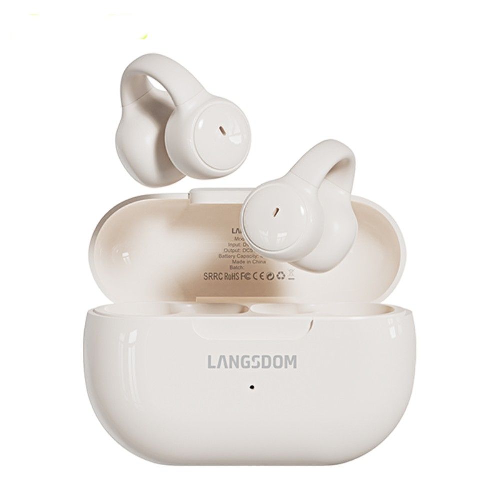 Бездротові bluetooth навушники Langsdom TS18 Ear Clip Biege Бездротові bluetooth навушники Langsdom TS18 Ear Clip Biege