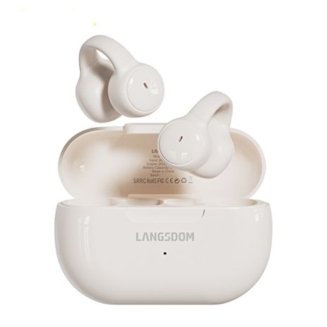 Бездротові bluetooth навушники Langsdom TS18 Ear Clip Biege