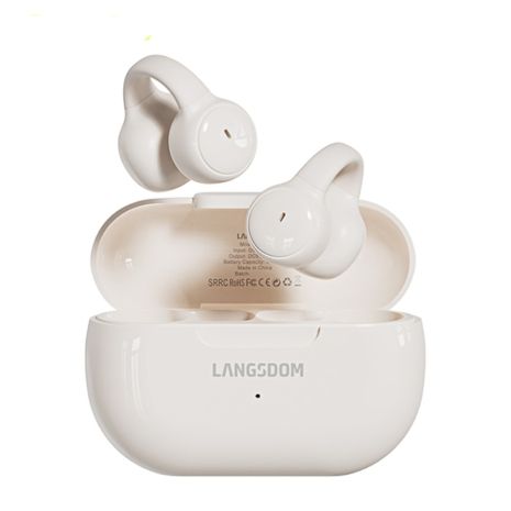 Бездротові bluetooth навушники Langsdom TS18 Ear Clip Biege Бездротові bluetooth навушники Langsdom TS18 Ear Clip Biege