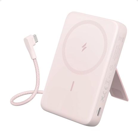 Магнітний бездротовий павербанк Anker Zolo 10000 mAh 30W із вбудованим кабелем Type-C та підставкою A1685 Pink Магнітний бездротовий павербанк Anker Zolo 10000 mAh 30W із вбудованим кабелем Type-C та підставкою A1685 Pink