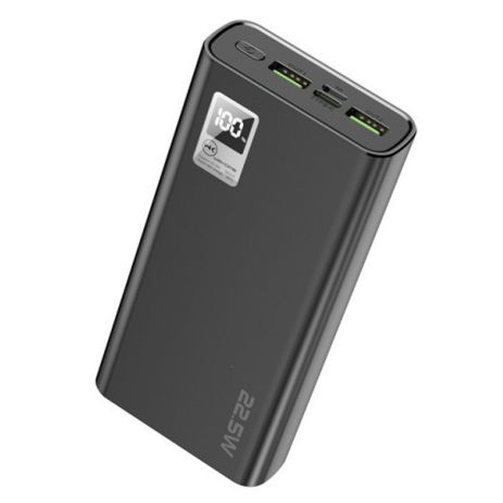Аккумулятор универсальный Wekome 20000mAh 22.5W с LED дисплеем и быстрой зарядкой Black