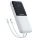 Павербанк Baseus 10000mAh 22.5W з вбудованими кабелями Type-C та Lightning, швидка зарядка, дисплей Білий PJP31 Павербанк Baseus 10000mAh 22.5W з вбудованими кабелями Type-C та Lightning, швидка зарядка, дисплей Білий PJP31
