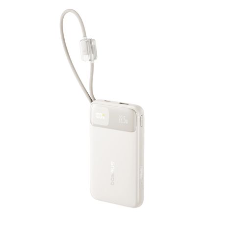 Павербанк Baseus EnerFill FC11 10000mAh 22.5W с кабелями Type-C/Lightning, Powerbank быстрая зарядка White