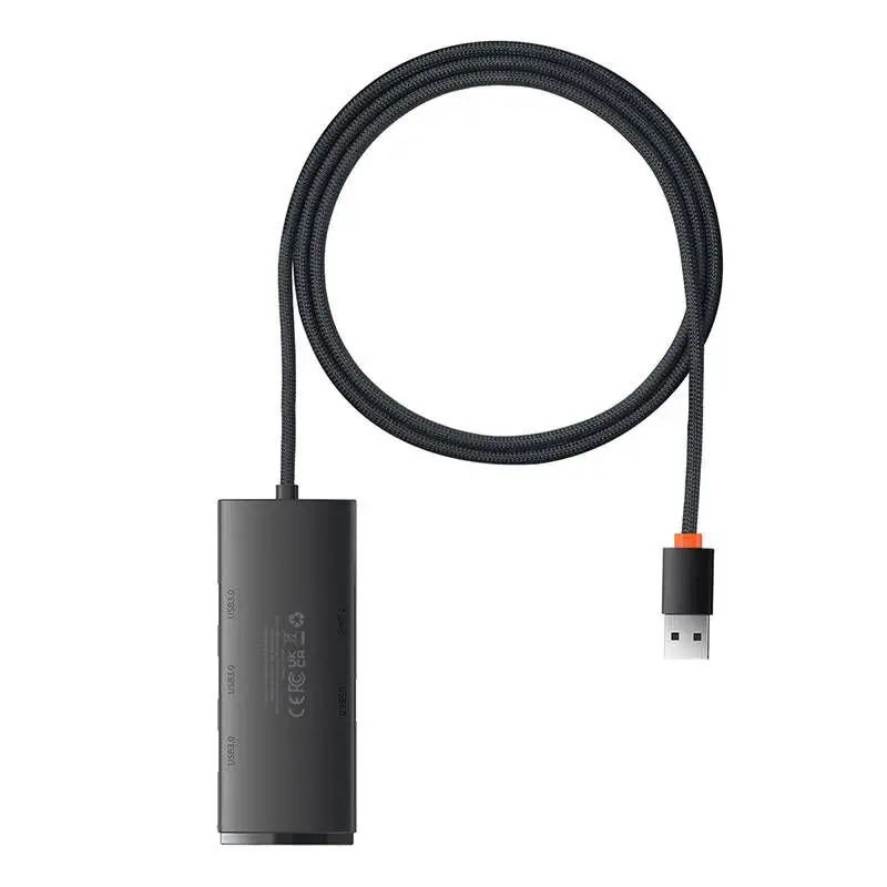 USB-хаб адаптер Baseus Lite Series 4-in-1 (Type-A to USB 3.0*4) 1м Black USB-хаб адаптер Baseus Lite Series 4-in-1 (Type-A to USB 3.0*4) 1м Black