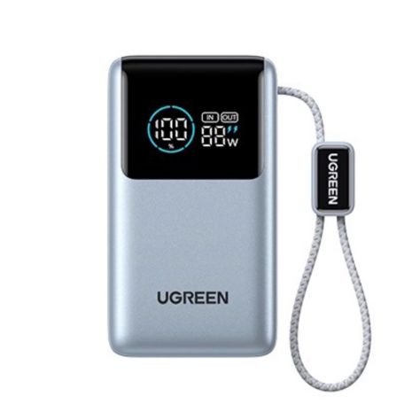 Павербанк UGREEN 10000mAh 55W Power Bank для телефону та планшета со встроенным USB-C кабелем PB727 Gray