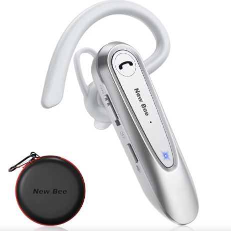 Бездротова bluetooth гарнітура New Bee LC-B45 із шумопоглинанням та чохлом White