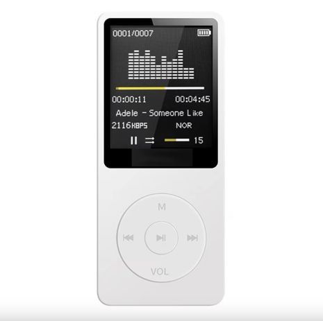 MP3 плеєр 01B 32Gb з РК-дисплеєм, вбудованим динаміком, FM радіо та диктофоном White MP3 плеєр 01B 32Gb з РК-дисплеєм, вбудованим динаміком, FM радіо та диктофоном White