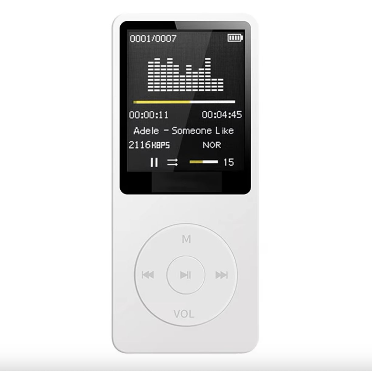 MP3 плеєр 01B 32Gb з РК-дисплеєм, вбудованим динаміком, FM радіо та диктофоном White MP3 плеєр 01B 32Gb з РК-дисплеєм, вбудованим динаміком, FM радіо та диктофоном White