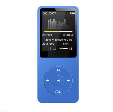 MP3 плеєр 01B 32Gb з РК-дисплеєм, вбудованим динаміком, FM радіо та диктофоном Blue MP3 плеєр 01B 32Gb з РК-дисплеєм, вбудованим динаміком, FM радіо та диктофоном Blue