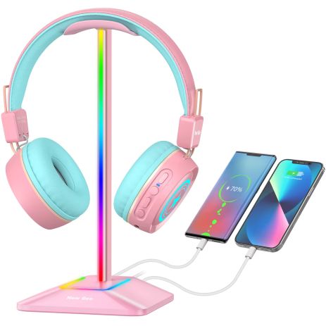 Подставка для игровых наушников New Bee Z8 с RGB подсветкой Pink