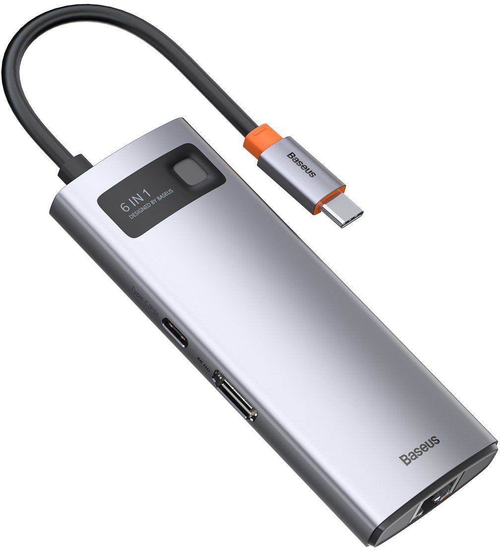 USB-хаб Baseus Metal Gleam Series 6-in-1 Multifunctional Gray (USB3.0+4KHD+RJ45+Type-C) USB-хаб Baseus Metal Gleam Series 6-in-1 Multifunctional Gray (USB3.0+4KHD+RJ45+Type-C)