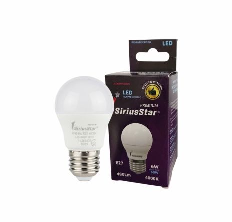 Лампа світлодіодна SIRIUSSTAR 3305 G45 crystal 6W-4000K-E27