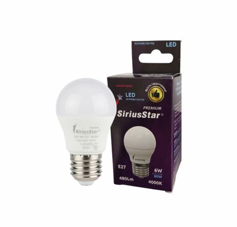 Лампа світлодіодна SIRIUSSTAR 3305 G45 crystal 6W-4000K-E27