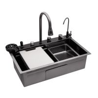 Кухонна мийка Kroner KRP Schwarze - SET7545F4HM PVD (3.0/0.8 мм)