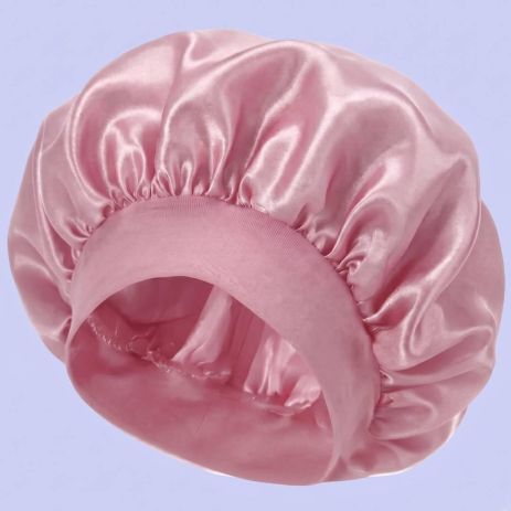 Атласна шапочка Satin Bonnet на гумці для захисту волосся під час сну чорна Рожевий