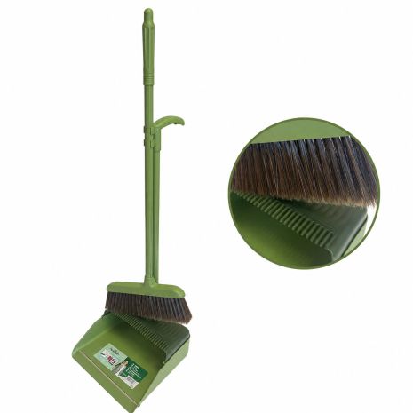 Набір для прибирання (совок та щітка на довгій ручці) 6114/green, зелений Набір для прибирання (совок та щітка на довгій ручці) 6114/green, зелений