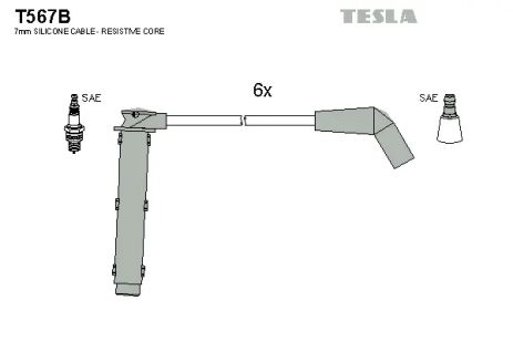 Комплект проводов зажигания, ROVER 800, TESLA (T567B)