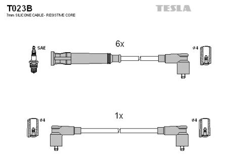 Комплект проводов зажигания, BMW 5, TESLA (T023B)