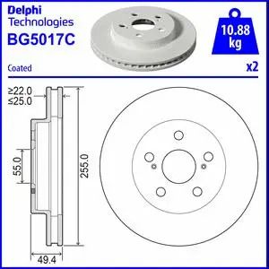 Диск гальмівний TOYOTA PRIUS, DELPHI (BG5017C) Диск гальмівний TOYOTA PRIUS, DELPHI (BG5017C)