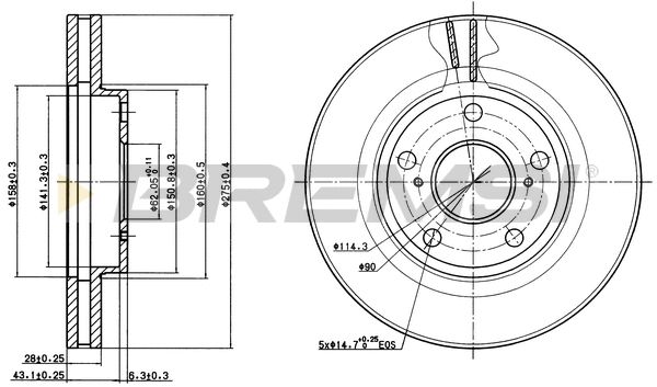 Диск гальмівний MERCEDES-BENZ VARIO, LEXUS ES, BREMSI (CD6501V) Диск гальмівний MERCEDES-BENZ VARIO, LEXUS ES, BREMSI (CD6501V)