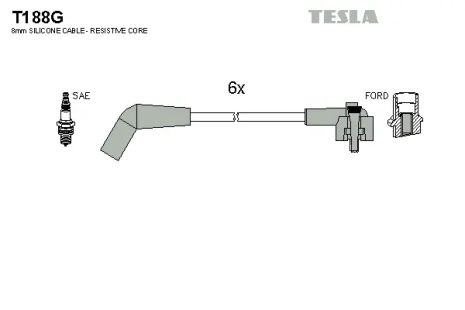 Комплект проводов зажигания, FORD USA, TESLA (T188G)