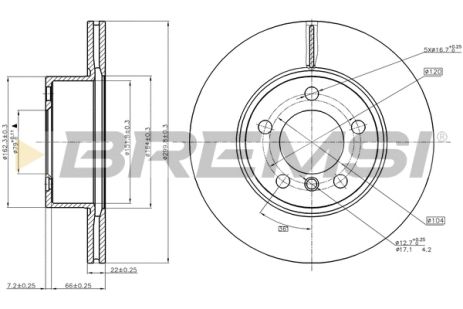 Диск гальмівний BMW 4, BREMSI (CD8195V)