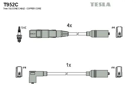 Комплект проводов зажигания, VW PASSAT, AUDI A4, TESLA (T952C)