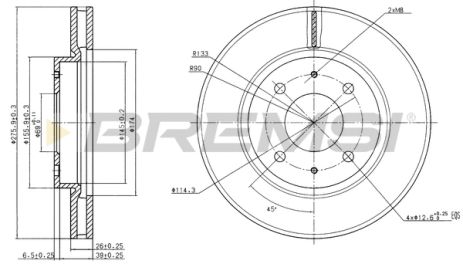 Диск тормозной MITSUBISHI LANCER, BREMSI (CD7845V) Диск тормозной MITSUBISHI LANCER, BREMSI (CD7845V)